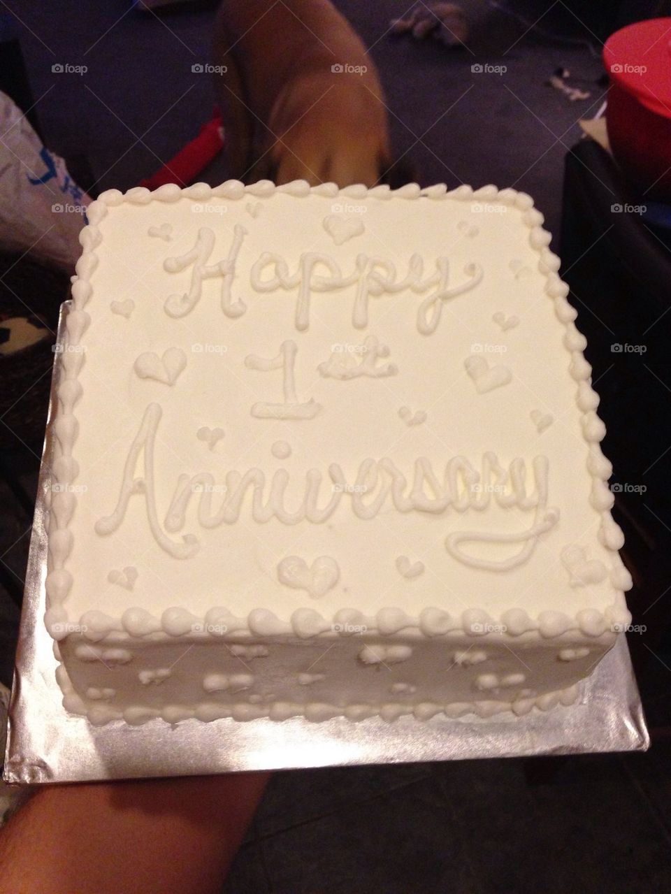 white cake anniversary dessert by funonetwo