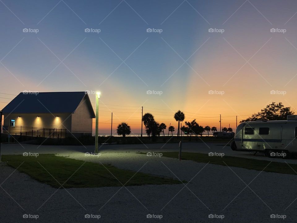 Tranquil ocean sunset at the Port St. Joe Florida RV Resort in late summer