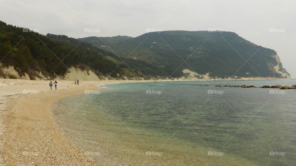 Adriatic sea,Sirolo,Italy. Walking on the beach near adriatic sea,Sirolo,Italy