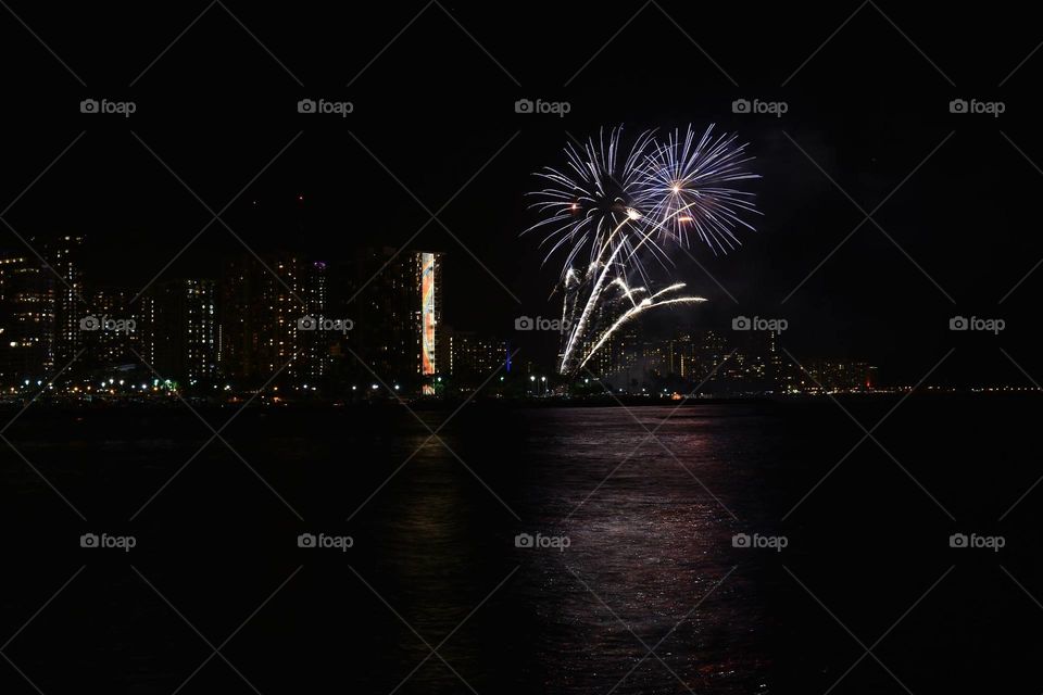 Fireworks, Light, Evening, City, Festival