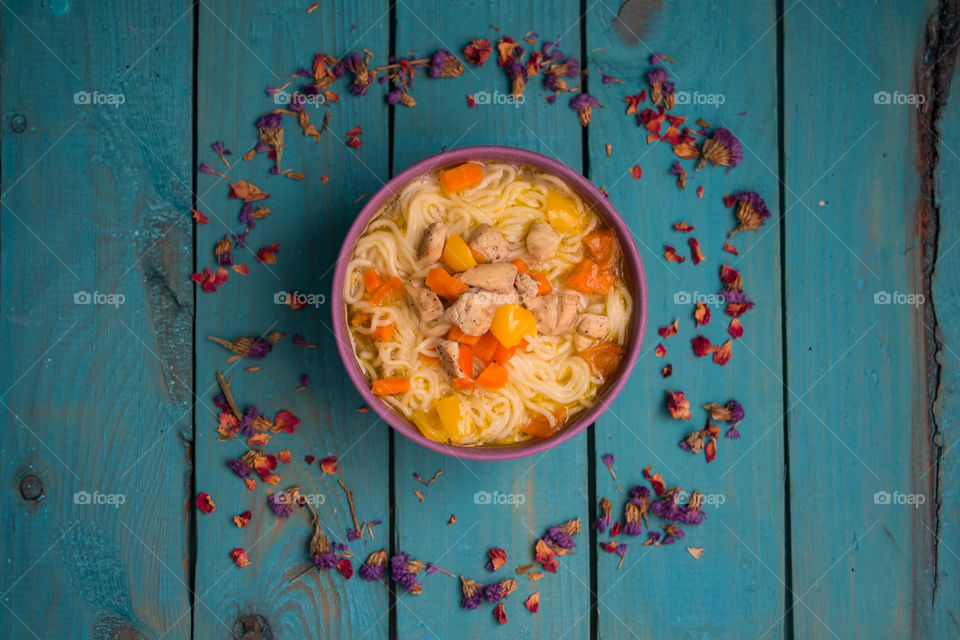 Noodle soup in bowl