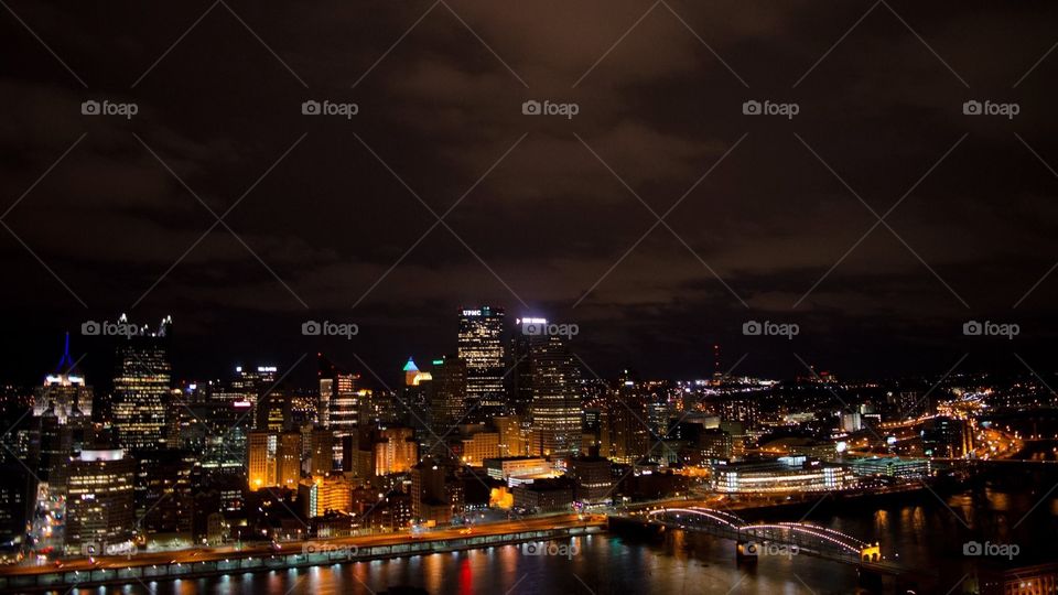 View over Pittsburgh at night from Mt. Washington overlook