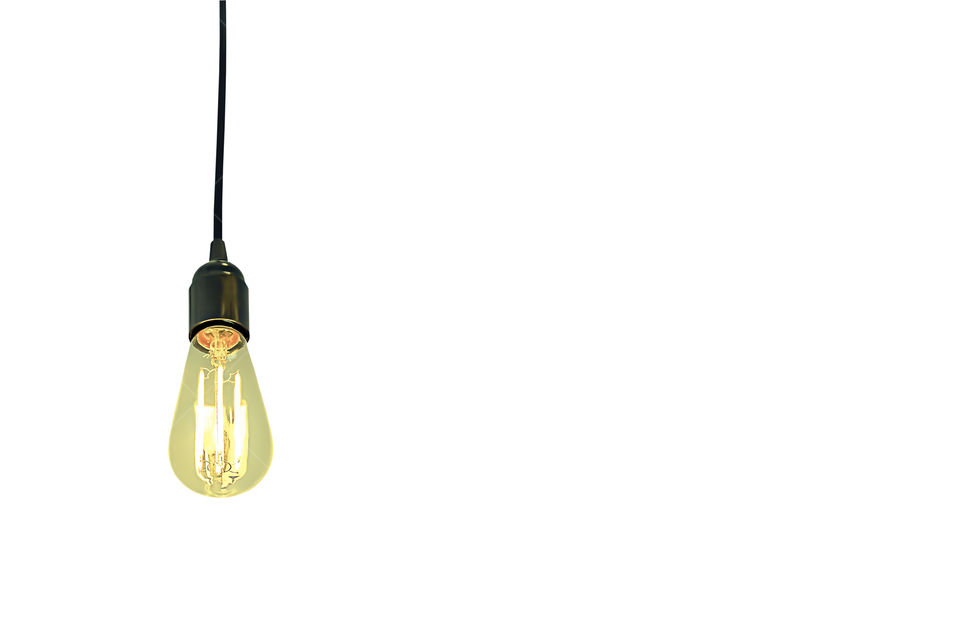 Isolated Round light bulbs for illumination  on a white background with clipping path.