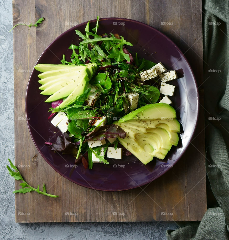 High angle view of food in plate