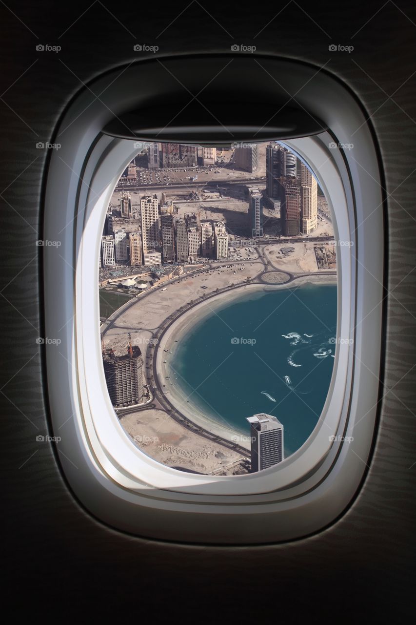 Sharjah aerial view from airplane window