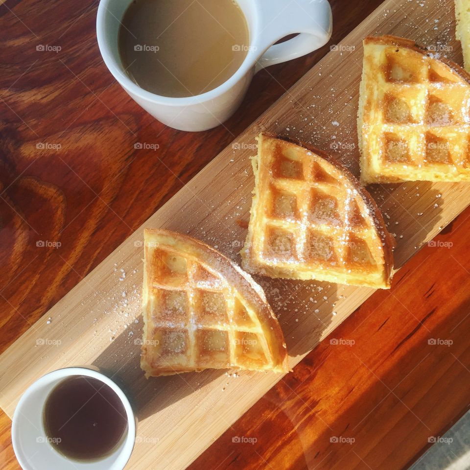 Coffee and waffles at a great 