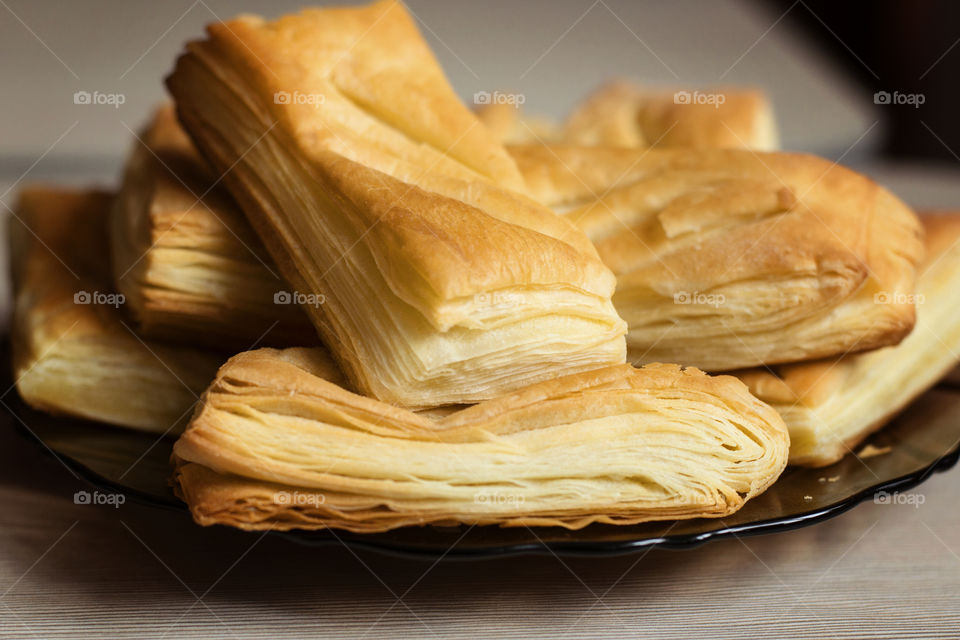 Puff pastry on plate