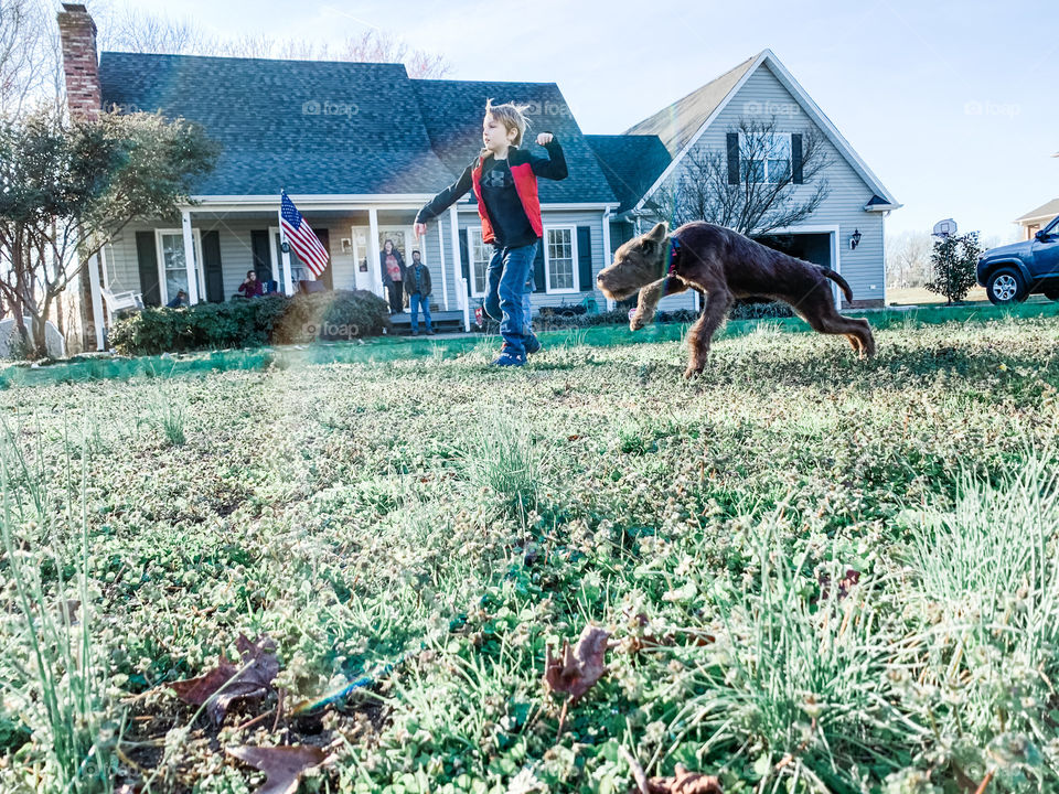 People, Dog, House, Two, Mammal