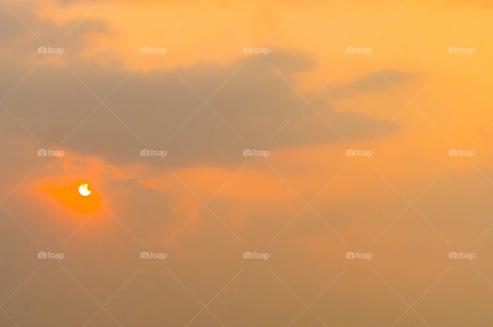 Photograph of vibrant cloudy sky at dusk dawn daytime snap in landscape style. Useful for background wallpaper screen saver e-cards website to decorate interior. Travel, Vacation, freedom, simplicity Holiday Concept. Subject is inspiration hopeful br
