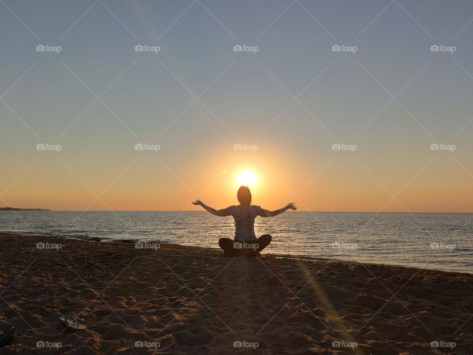 The stillness within . 
girl in meditation