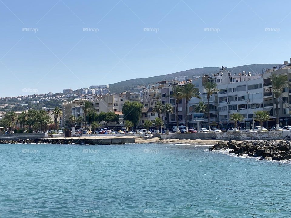 Sunny day in Kusadasi, Turkey. Beautiful summer time views during holidays. Gorgeous nature and landscapes. 