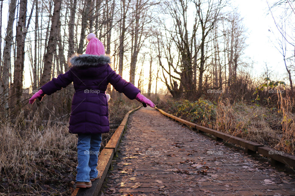 Child out hiking