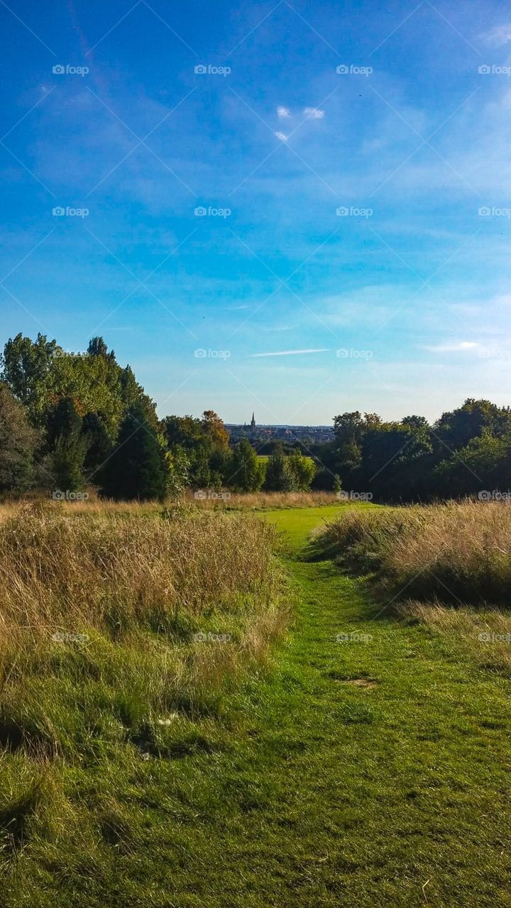 Bradlaugh Fields on a clear autumn day in Northampton, England 