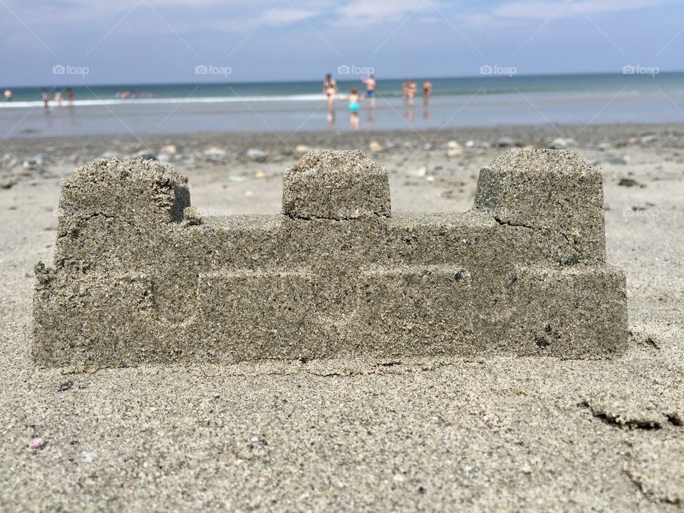 Sand wall on beach. 