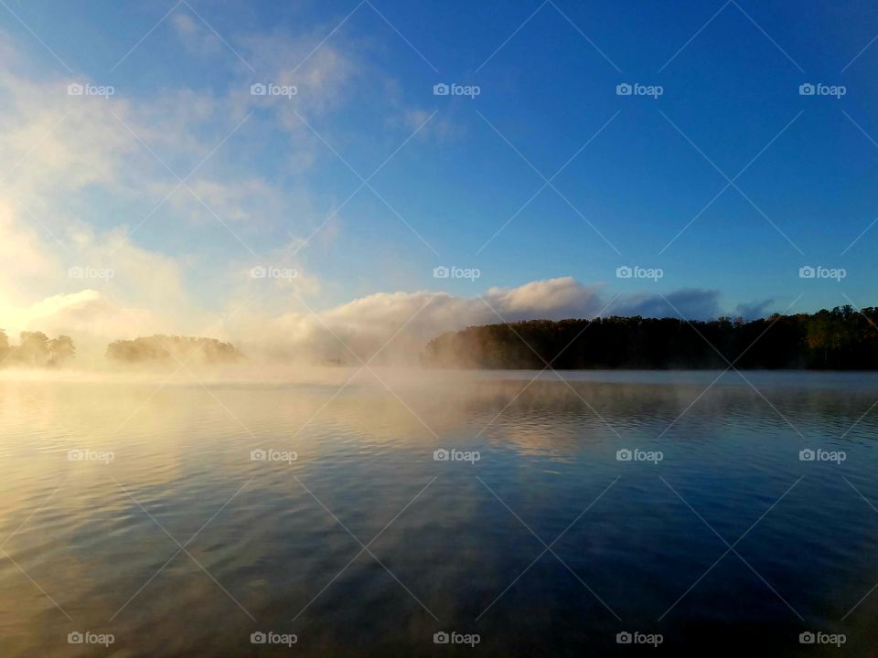 morning mist on the lake.