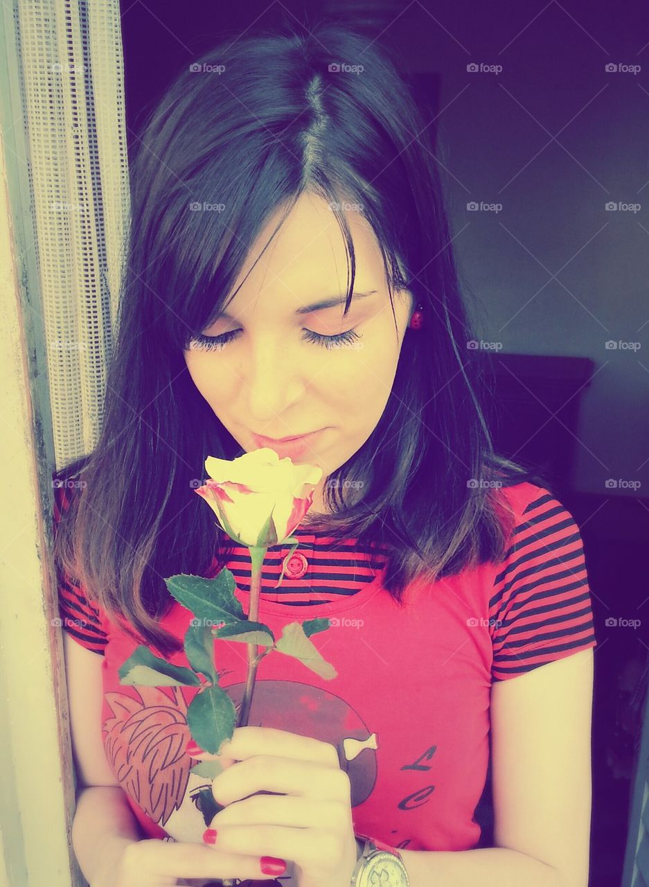 Girl with white rose