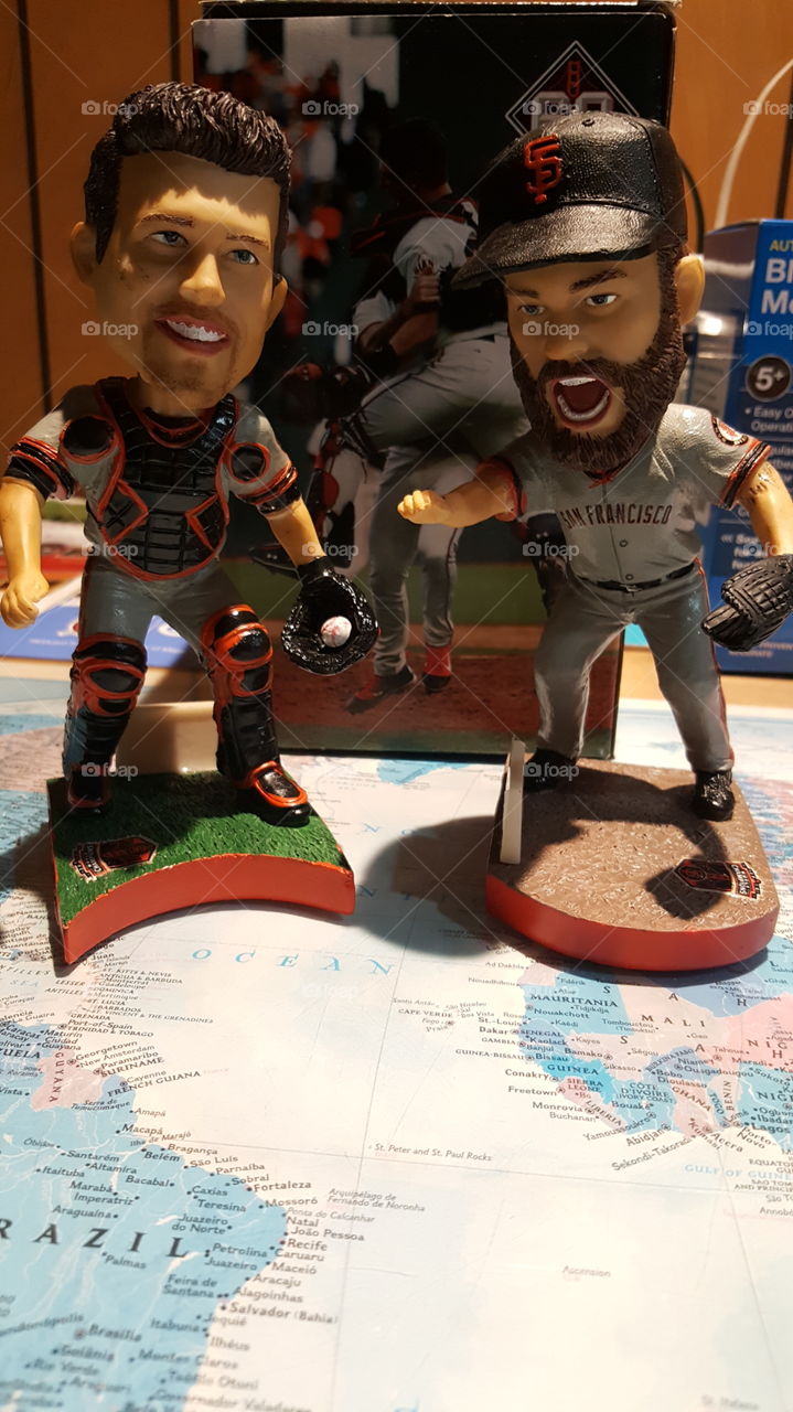 My season ticket regulars helped me complete my set with the Brian Wilson bobblehead.  
Posey Hug Bobblehead