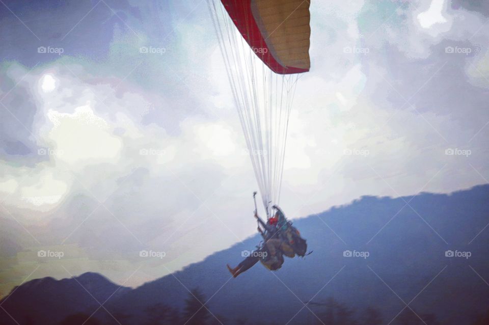 Parachuting in the sky