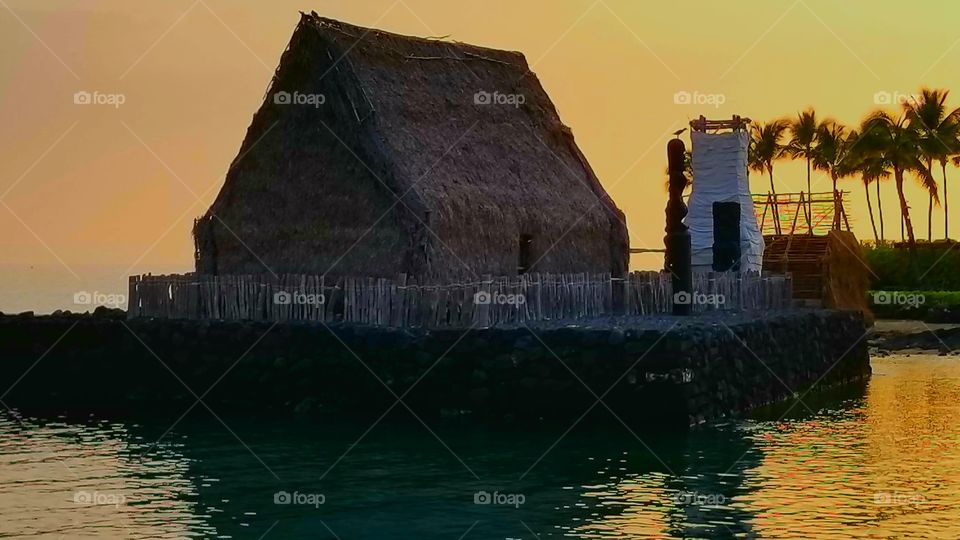 Hawaiian islands landscape Sun set