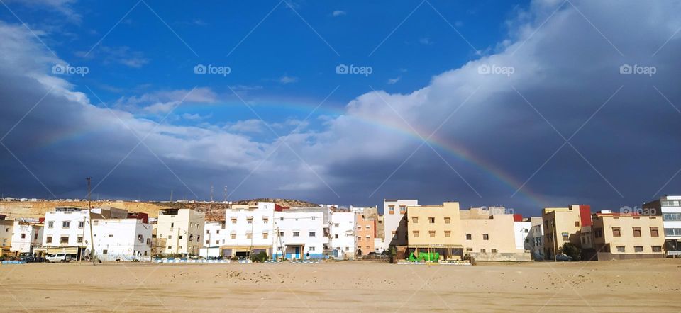 nice view and nice sky with rainbow
