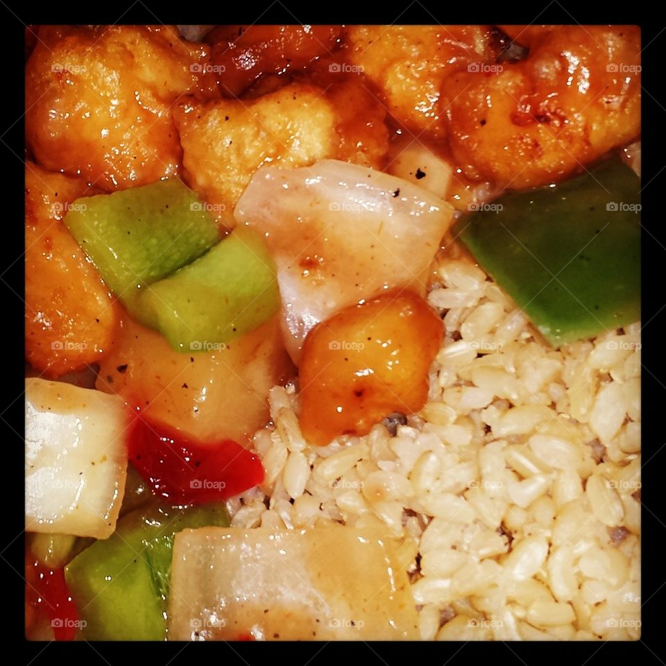 Sweet and sour chicken and rice