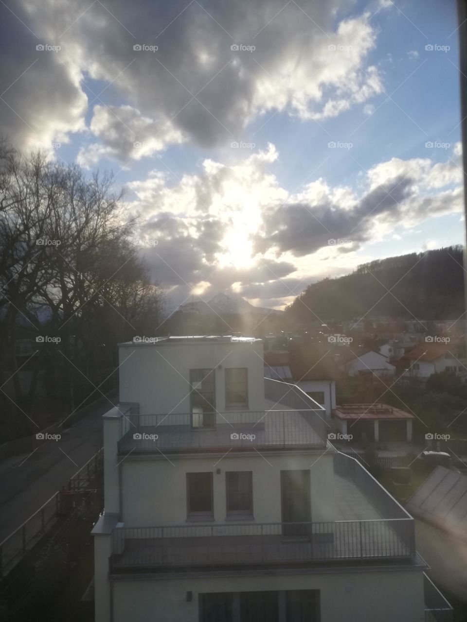 Haus, wolke Sonne