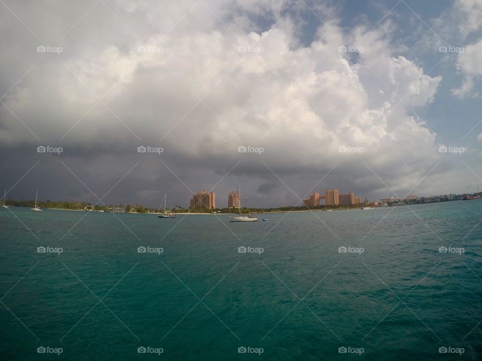 Storm rolling in over Atlantis in Nassau, Bahamas. 