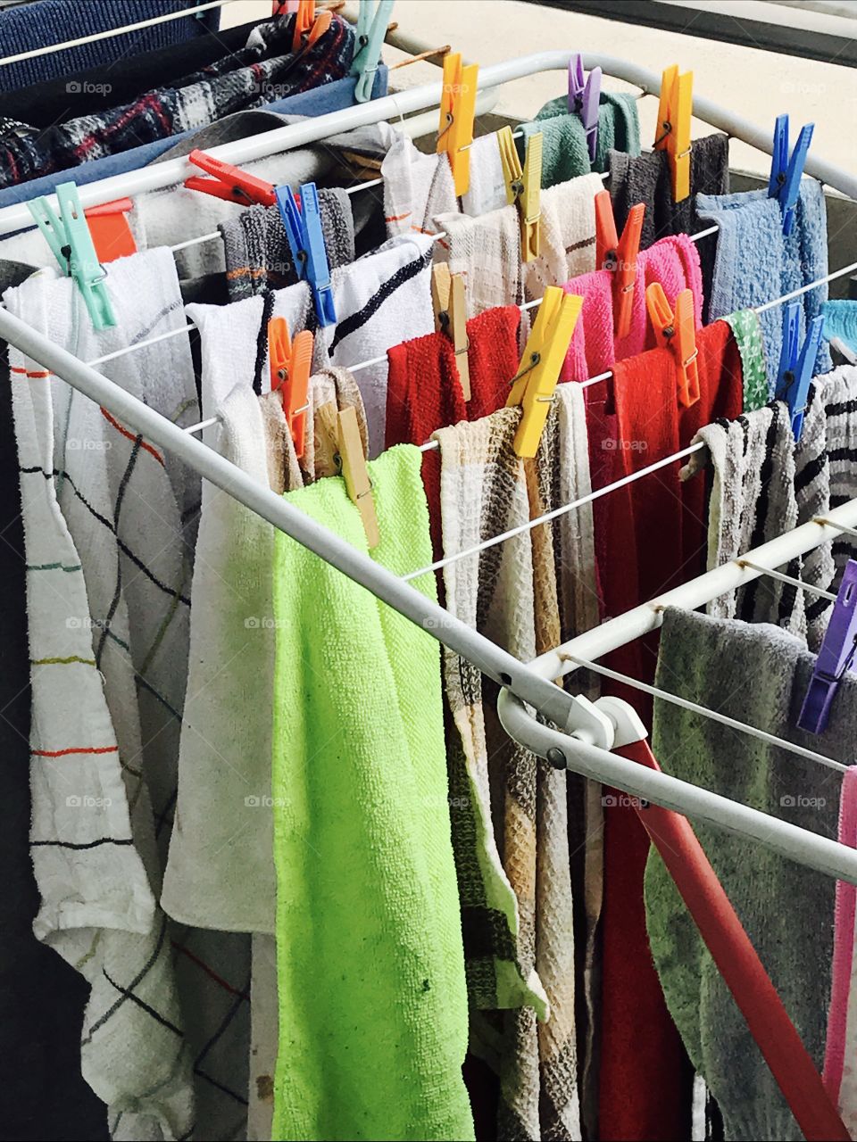 Close-up of laundry drying