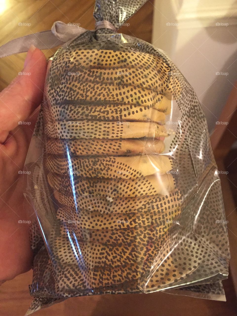 Home baked cookies in a gift bag