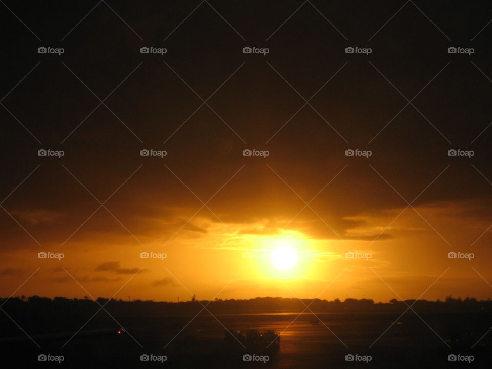 Sunset on the airport tarmac. 