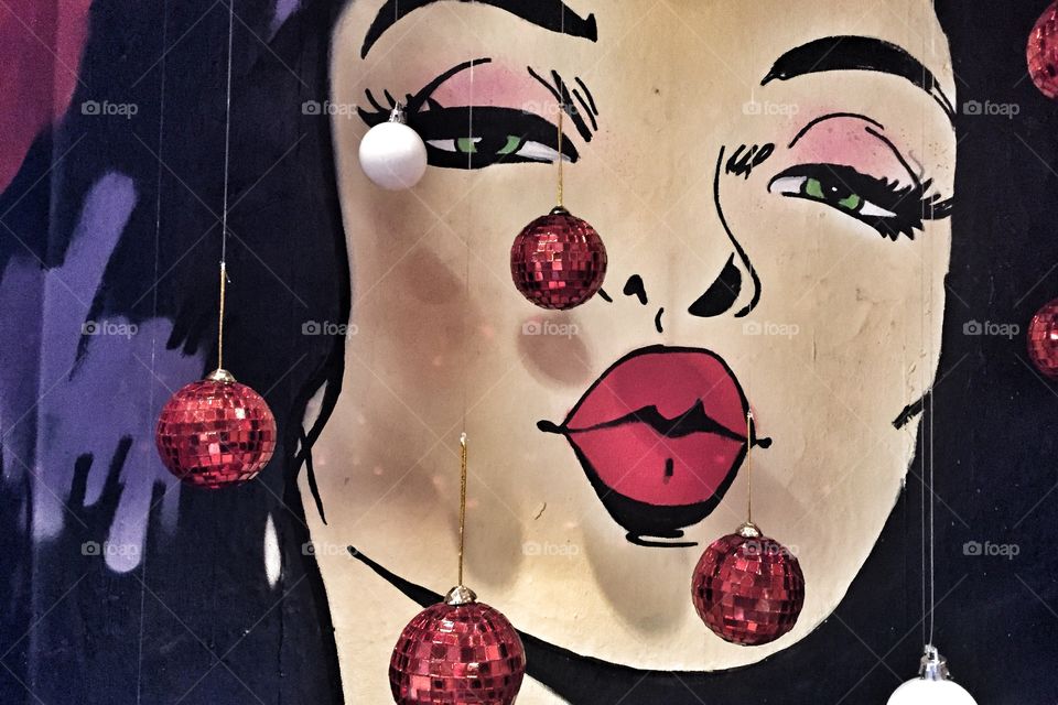 Christmas decorations in a bar