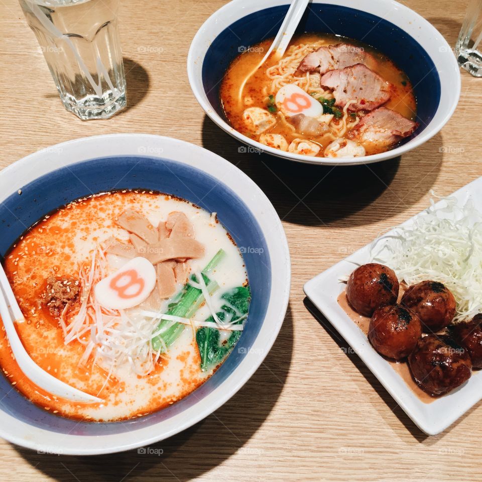 Japanese ramen with Takoyaki