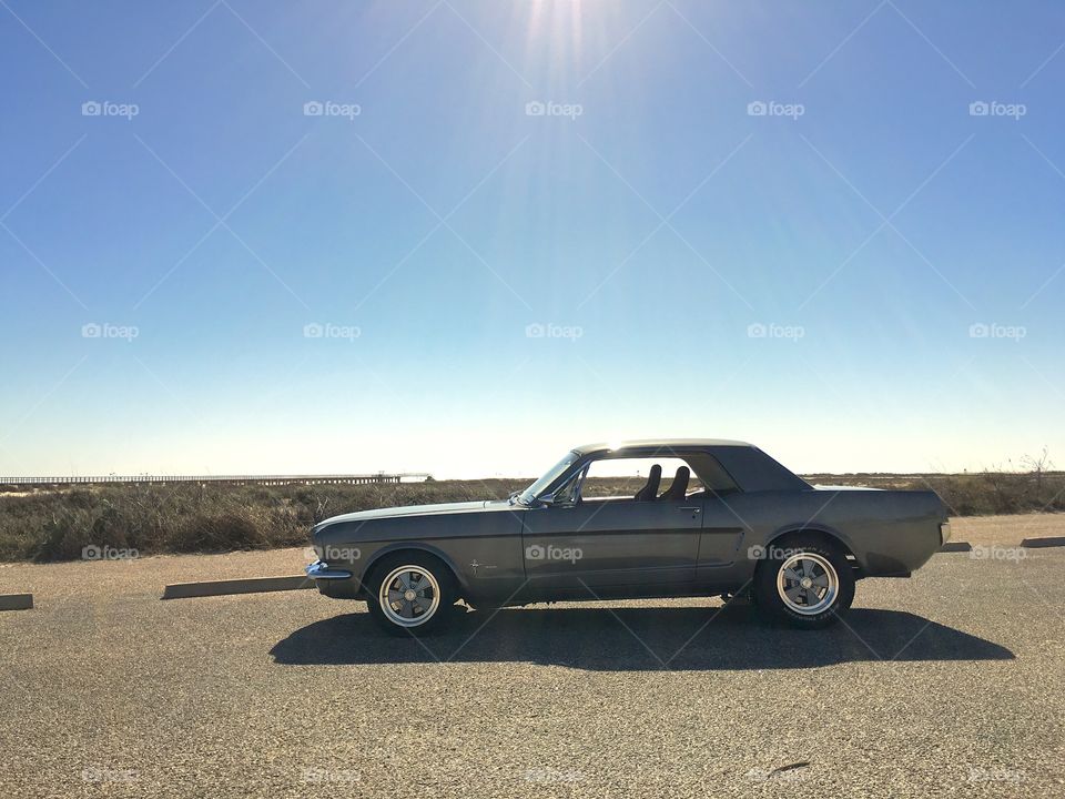 Classic 1965 ford mustang pier, american muscle car