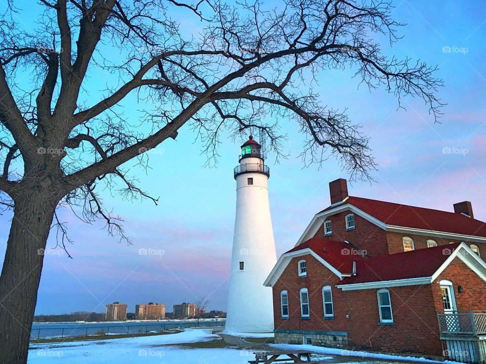 View of a lighthouse in winter