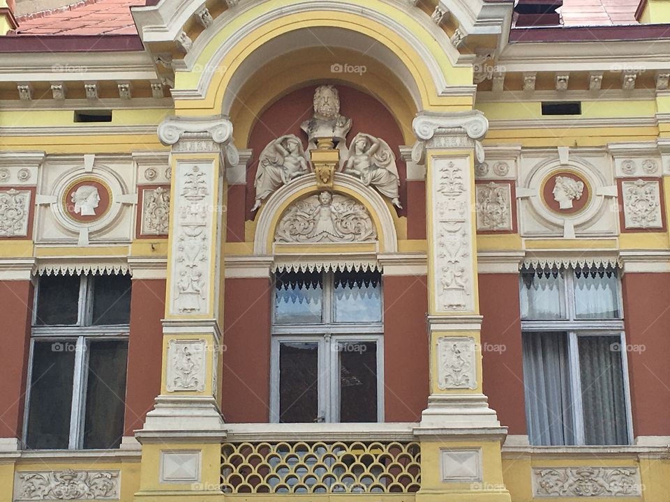 Old house facade in Brasov, Transylvania, Romania