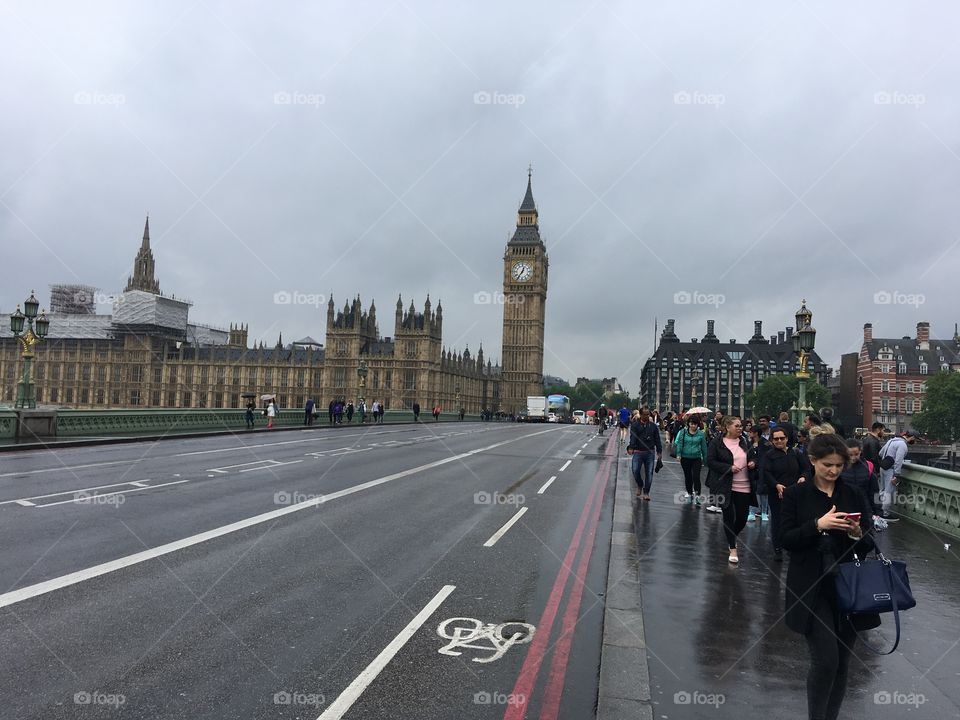 A wet Westminster Bridge 