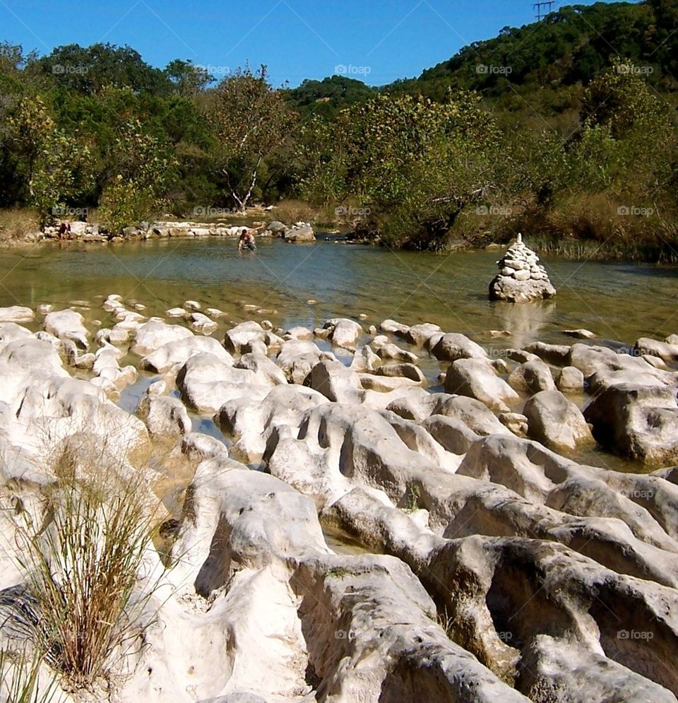 Hiking in austin, texas. Rock formations. 