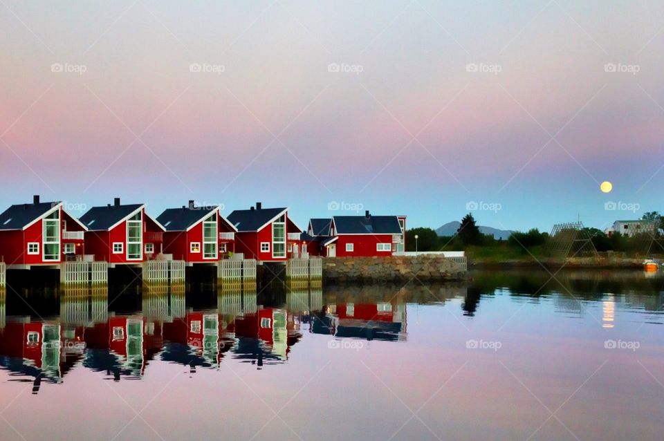 Full moon in Svolvær, Lofoten Islands