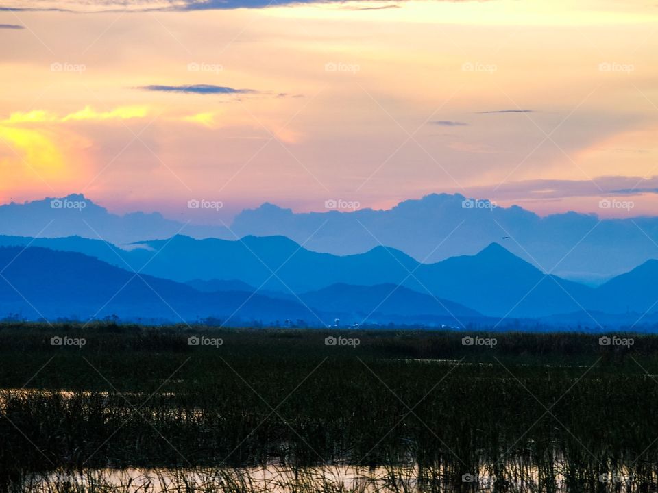 Lake during sunset