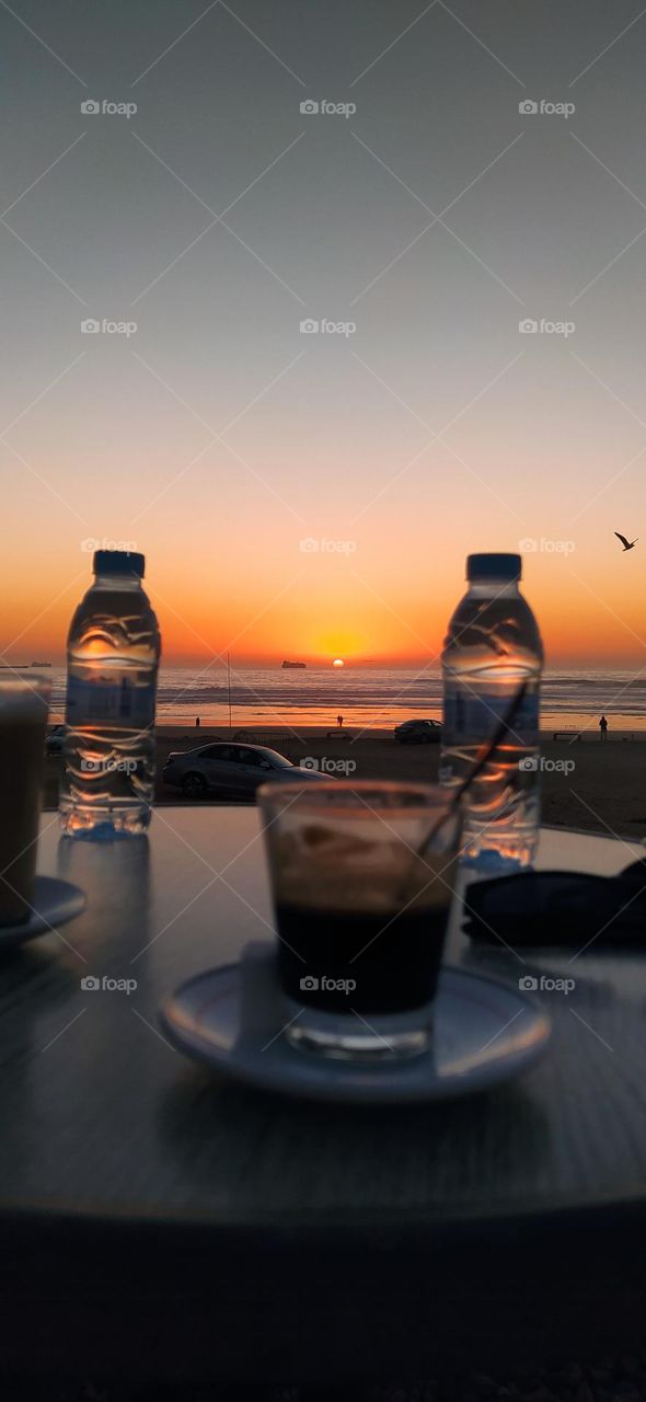 Amazing view at sunset in the beach