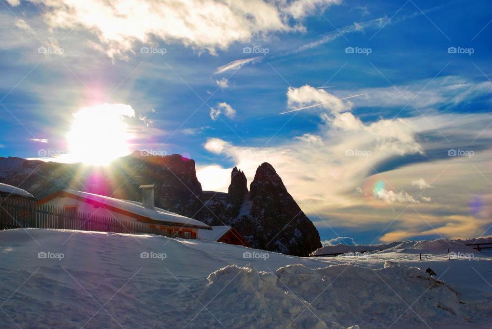 snow winter mountain sunny by jbdc