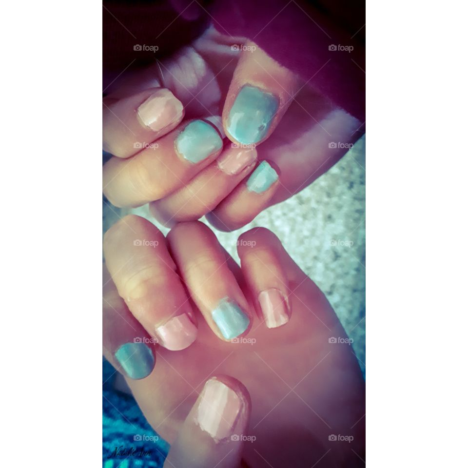 nail care: pink n blue