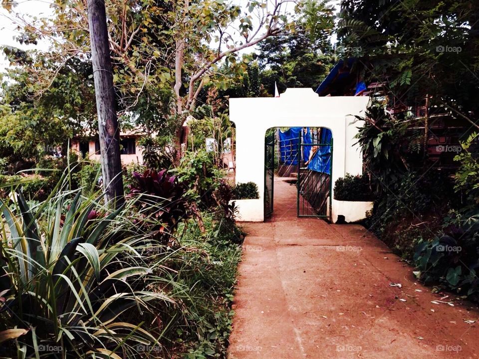 this is the entrance to the barrio/village community and the school