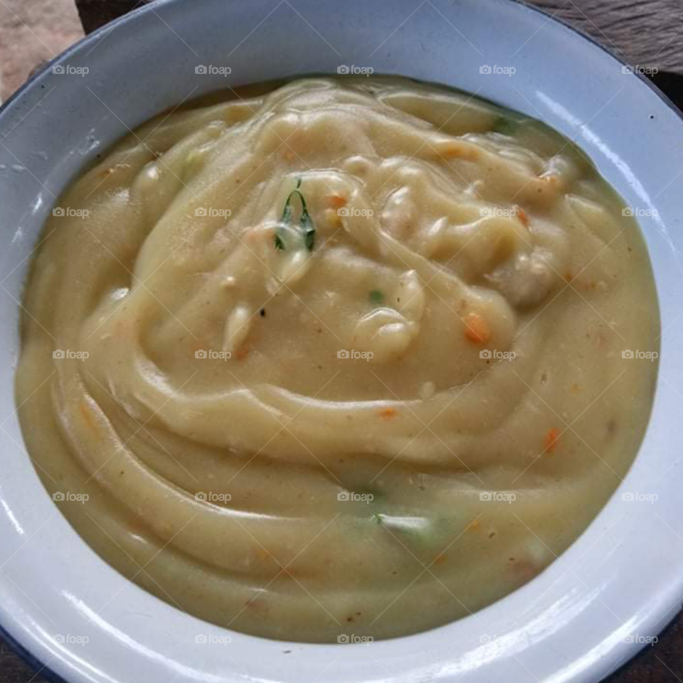 Breakfast mashed potatoes with minced pork