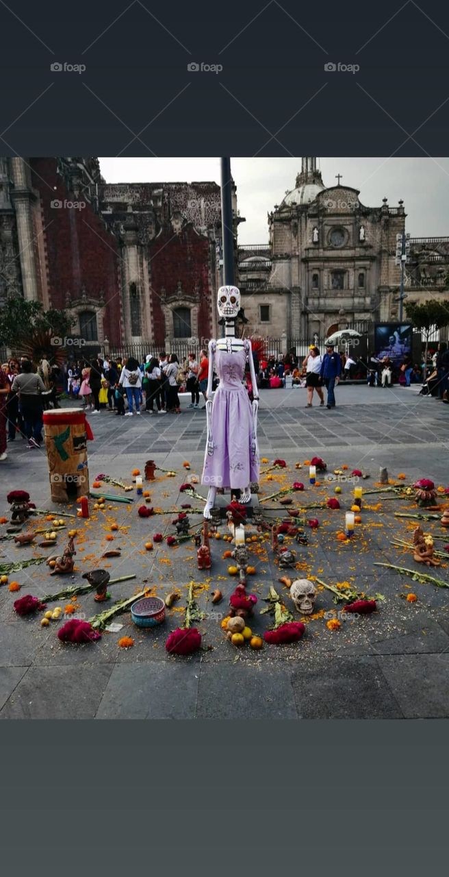 Celebración día de muertos, ofrenda, México.