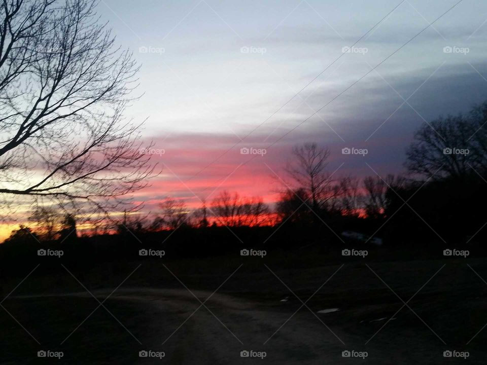 Landscape, Tree, Sunset, Dawn, Evening