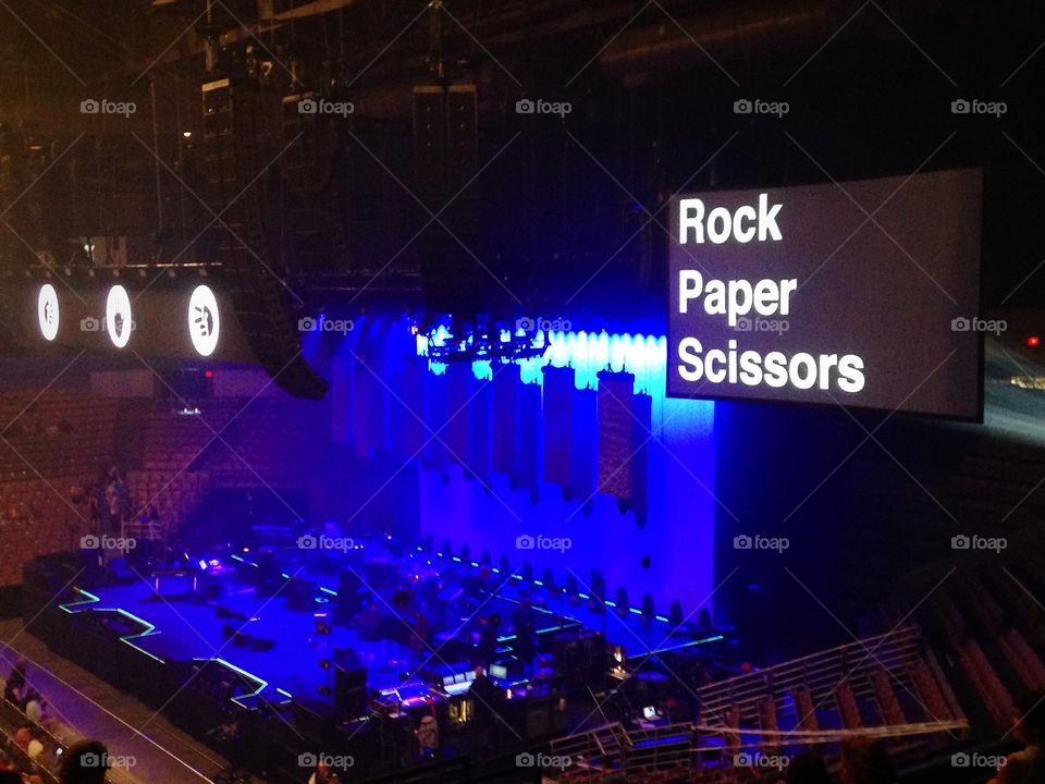Rock, paper, scissors.  Great concert with Peter Gabriel and Sting. 
 