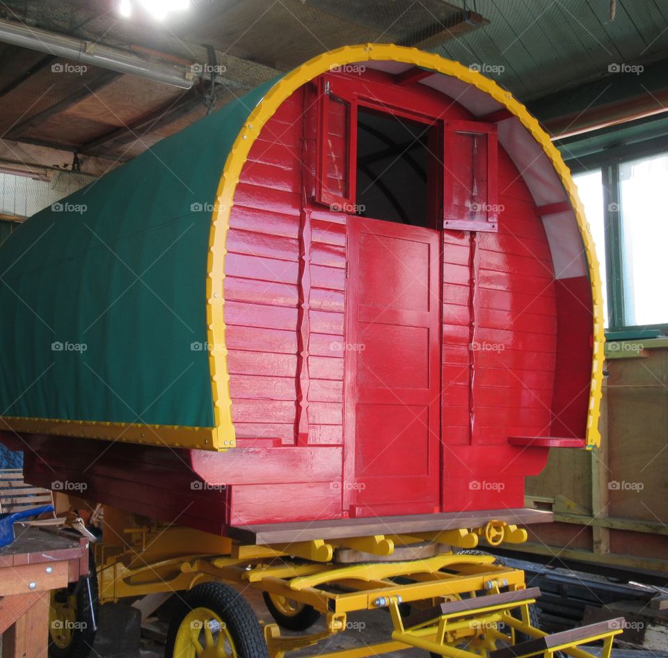 Gypsy caravan being restored to its former glory at a boat yard which was a lovely surprise  to see