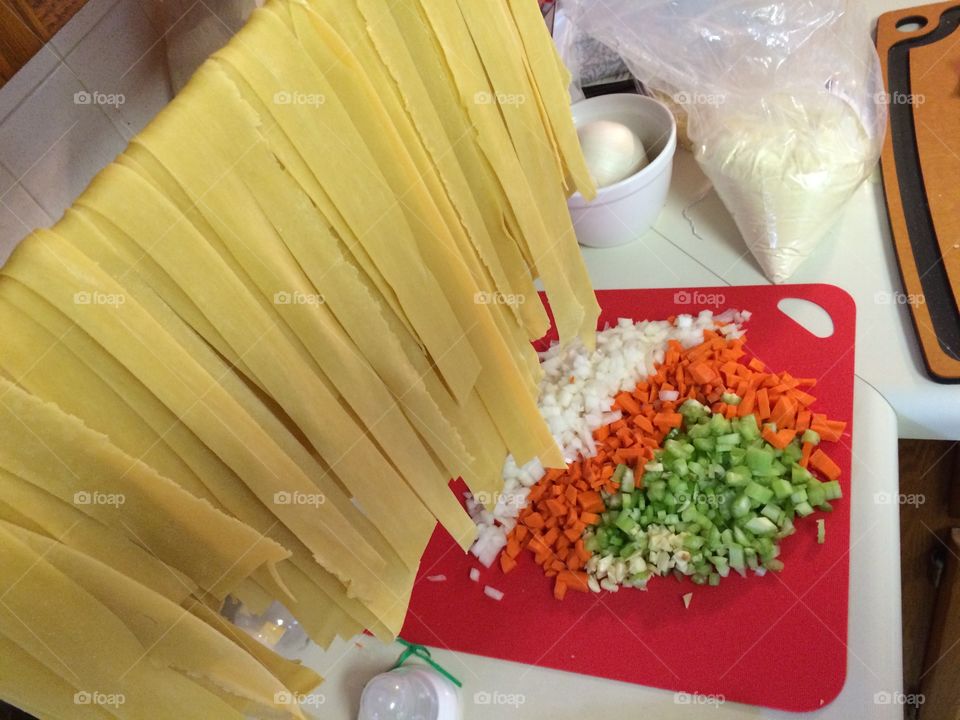 Pappardelle prep work. 