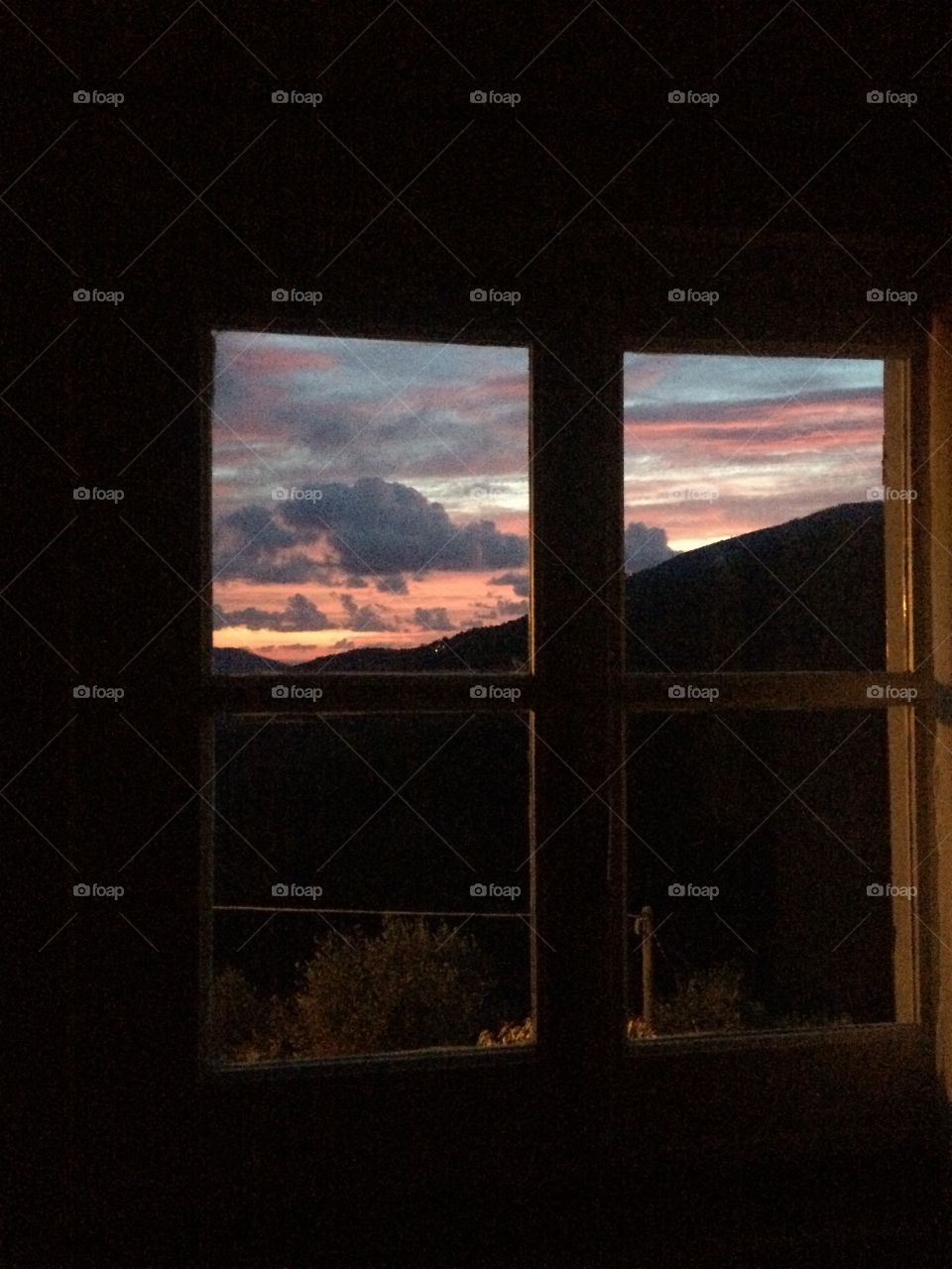 Window on sunset